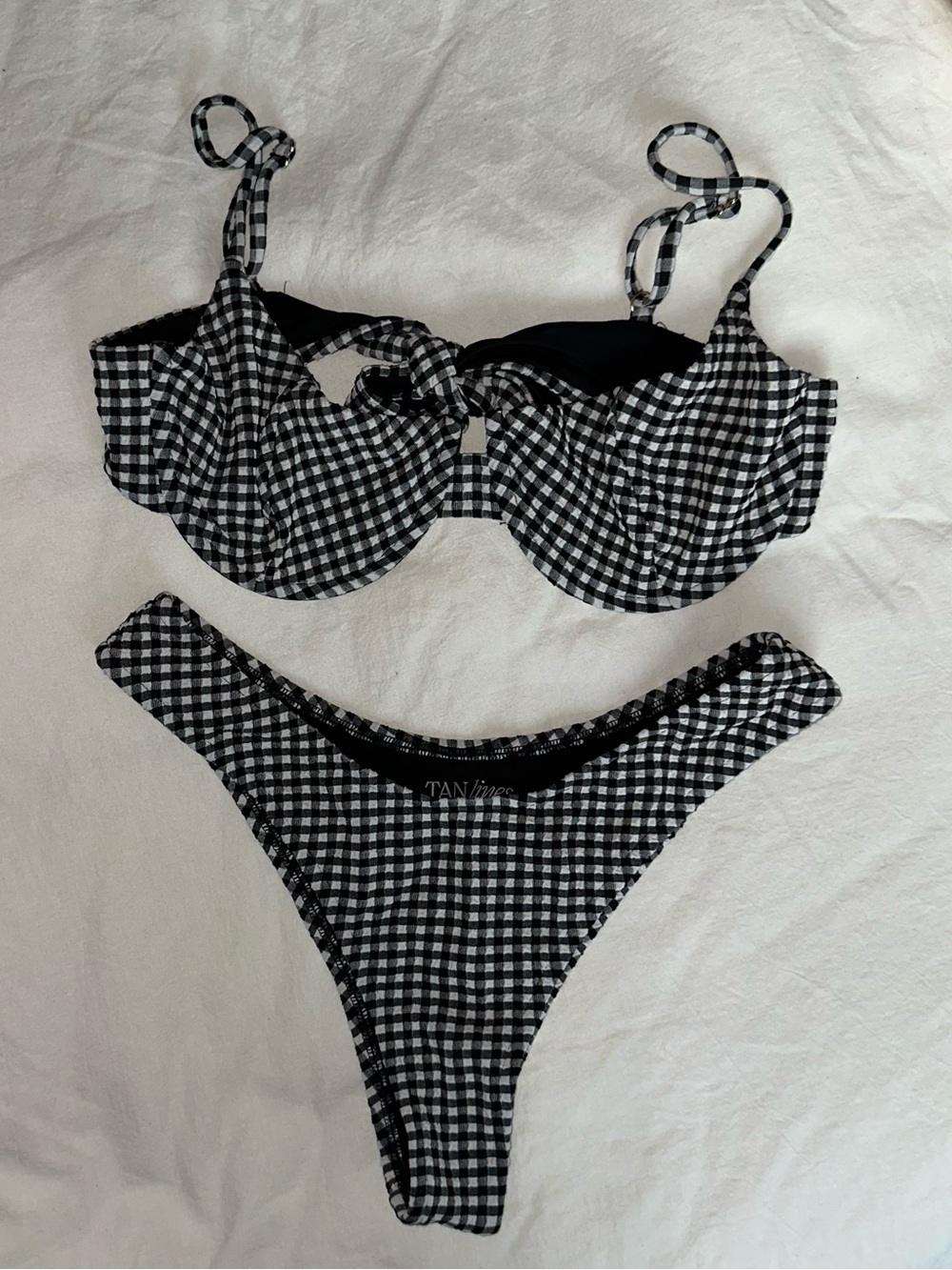 Tan + Lines Swim | Gingham Underwire Bikini |Black & White - Women Swim